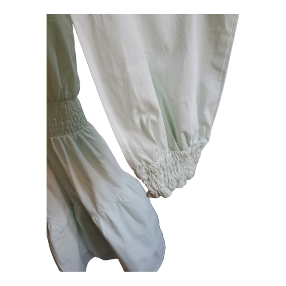 NASTY GAL Frill I Found You High Neck Long Sleeve Tiered Mini Dress Mint Green - Picture 6 of 12